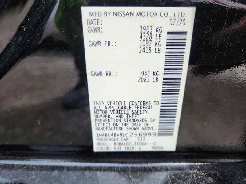 52564036 :رقم المزاد ، 1N4BL4BV9LC256999 vin ، 2020 Nissan Altima مزاد بيع