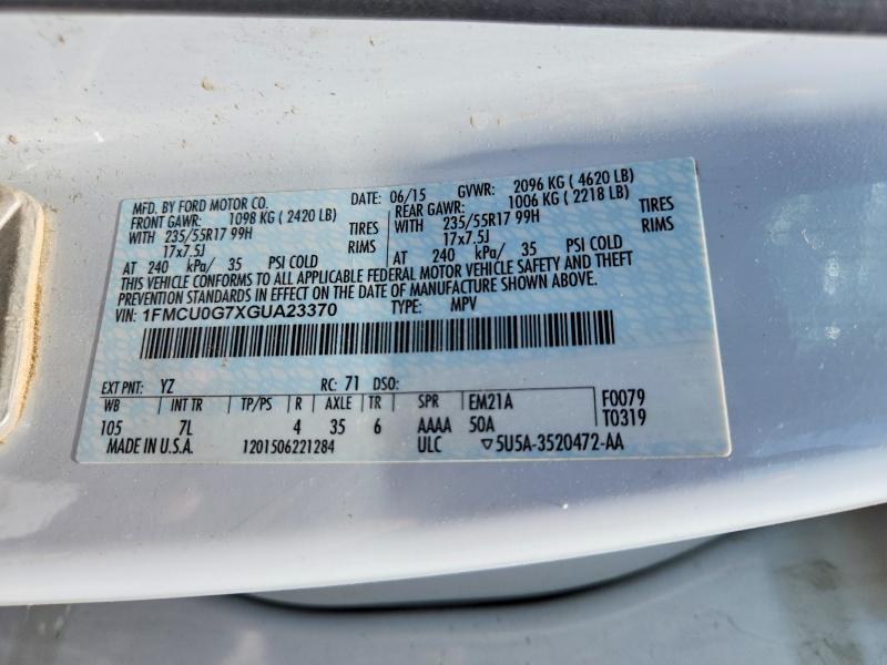 Продажа на аукционе авто 2016 Ford Escape, vin: 1FMCU0G7XGUA23370, номер лота: 54715966