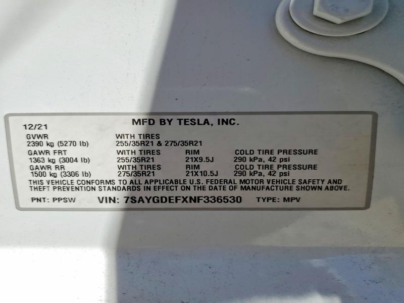 Продаж на аукціоні авто 2022 Tesla Model Y, vin: 7SAYGDEFXNF336530, номер лоту: 53011496