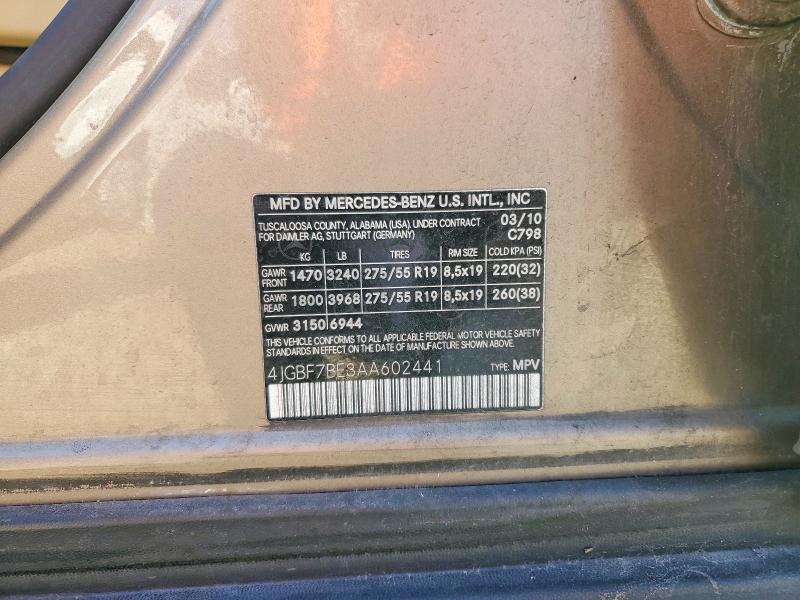 Auction sale of the 2010 Mercedes-benz Gl, vin: 4JGBF7BE3AA602441, lot number: 51043026
