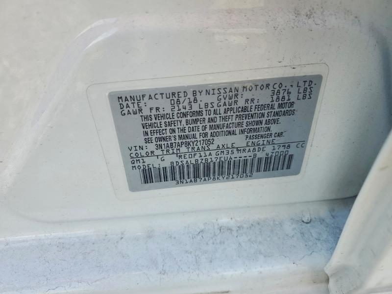 Продаж на аукціоні авто 2019 Nissan Sentra, vin: 3N1AB7AP8KY217052, номер лоту: 53764626