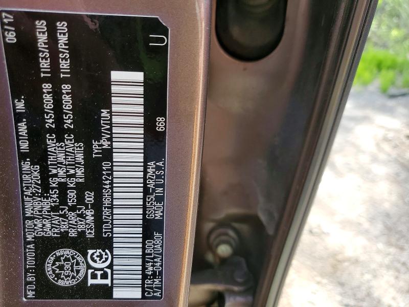 Продажа на аукционе авто 2017 Toyota Highlander, vin: 5TDJZRFH6HS442110, номер лота: 54624466