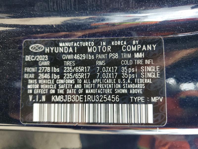 Продажа на аукционе авто 2024 Hyundai Tucson, vin: KM8JB3DE1RU325456, номер лота: 54330516