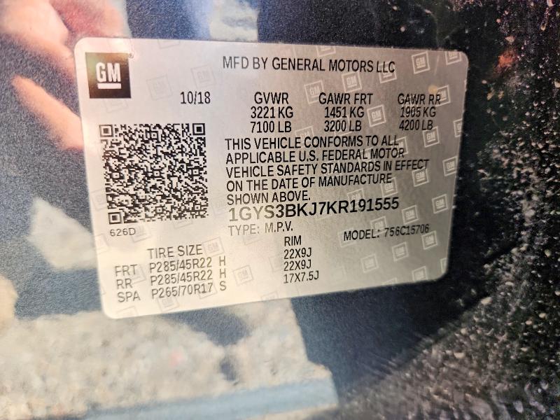 Продажа на аукционе авто 2019 Cadillac Escalade, vin: 1GYS3BKJ7KR191555, номер лота: 53257986