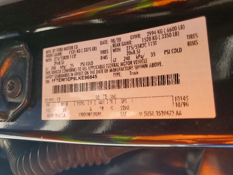 Aukcja sprzedaży 2020 Ford F150, vin: 1FTEW1EP9LKE96845, numer aukcji: 52405636