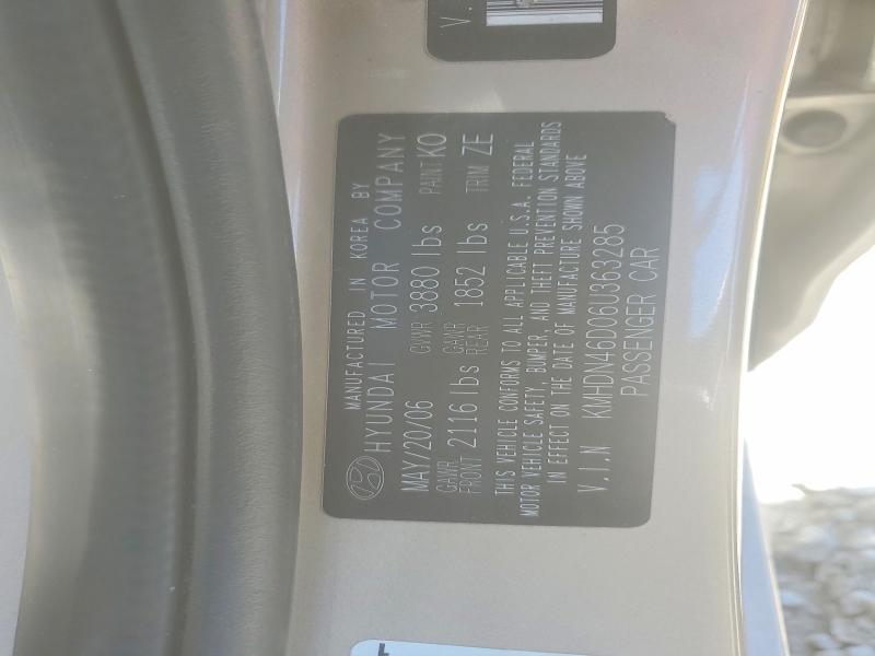 2006 Hyundai Elantra მანქანა იყიდება აუქციონზე, vin: KMHDN46D06U363285, აუქციონის ნომერი: 53202916