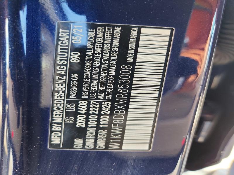 Aukcja sprzedaży 2021 Mercedes-benz C, vin: W1KWF8DBXMR653008, numer aukcji: 53784896