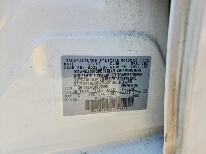 2013 Nissan Sentra მანქანა იყიდება აუქციონზე, vin: 3N1AB7APXDL799591, აუქციონის ნომერი: 54553846