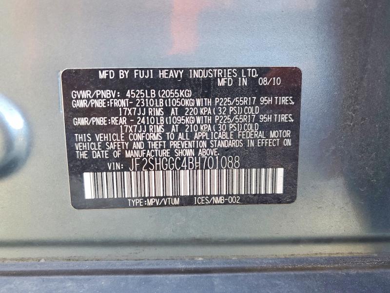Продаж на аукціоні авто 2011 Subaru Forester, vin: JF2SHGGC4BH701088, номер лоту: 54640226