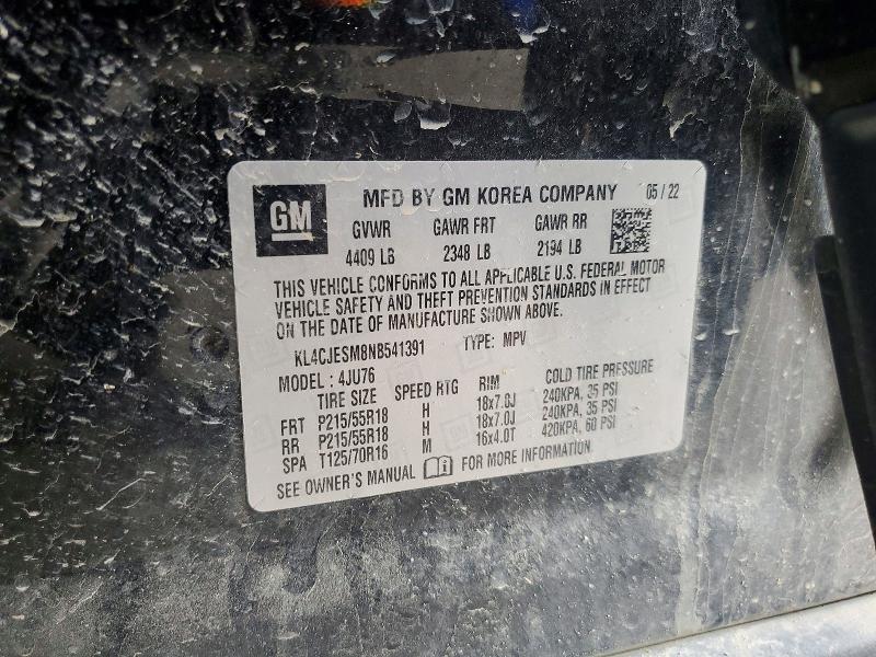 Aukcja sprzedaży 2022 Buick Encore, vin: KL4CJESM8NB541391, numer aukcji: 53367066