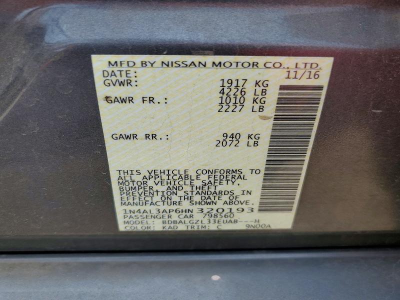 Продаж на аукціоні авто 2017 Nissan Altima, vin: 1N4AL3AP6HN320193, номер лоту: 53900016