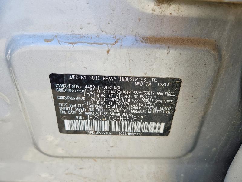2015 Subaru Forester მანქანა იყიდება აუქციონზე, vin: JF2SJADC8FH557637, აუქციონის ნომერი: 54276226