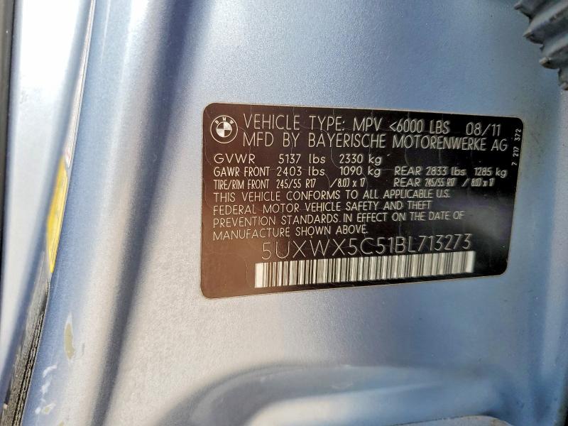 Продаж на аукціоні авто 2011 Bmw X3, vin: 5UXWX5C51BL713273, номер лоту: 51910566