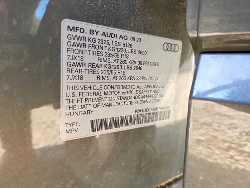 2024 Audi Q3 მანქანა იყიდება აუქციონზე, vin: WA1DECF38R1040155, აუქციონის ნომერი: 51475446