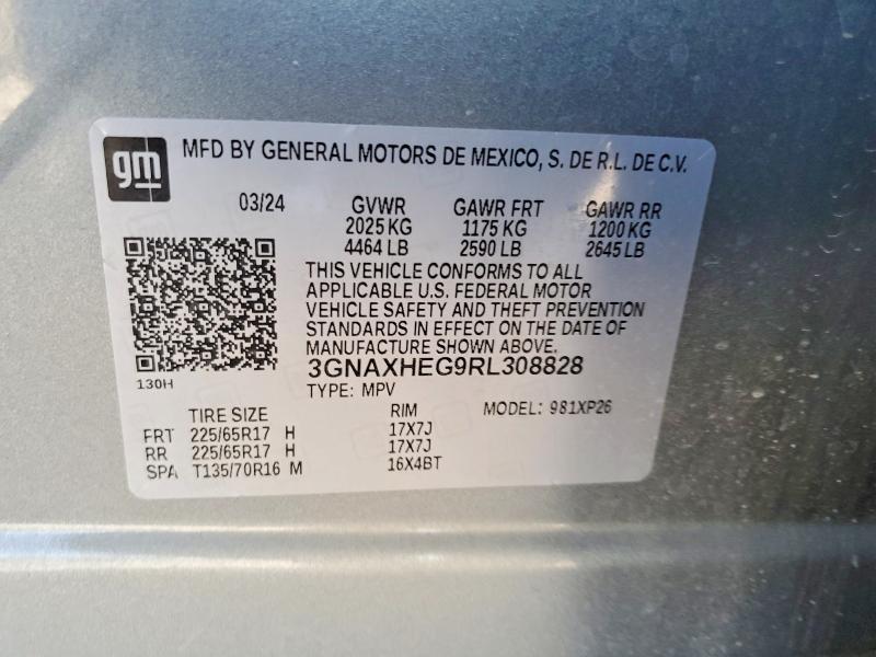 Продаж на аукціоні авто 2024 Chevrolet Equinox, vin: 3GNAXHEG9RL308828, номер лоту: 52885076