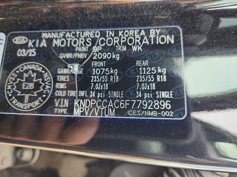 53823986 :رقم المزاد ، KNDPCCAC6F7792896 vin ، 2015 Kia Sportage مزاد بيع