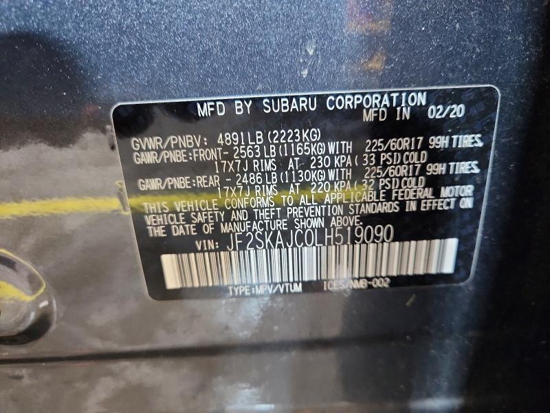 Продажа на аукционе авто 2020 Subaru Forester, vin: JF2SKAJC0LH519090, номер лота: 54669206