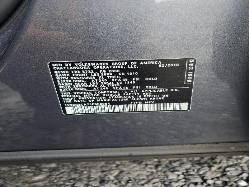 Aukcja sprzedaży 2018 Volkswagen Atlas, vin: 1V2SR2CA7JC559994, numer aukcji: 55280006