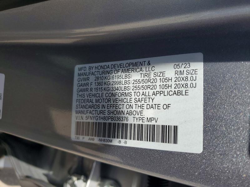 52067806 :رقم المزاد ، 5FNYG1H80PB036376 vin ، 2023 Honda Pilot مزاد بيع
