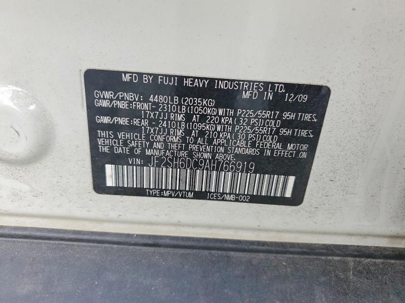 Aukcja sprzedaży 2010 Subaru Forester, vin: JF2SH6DC9AH766919, numer aukcji: 52881256
