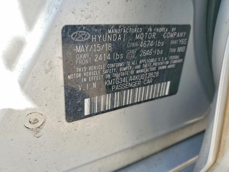 54244056 :رقم المزاد ، KMTG34LA4KU012828 vin ، 2019 Genesis G70 مزاد بيع