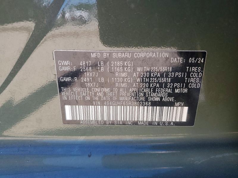 53848776 :رقم المزاد ، 4S4GUHF65R3802368 vin ، 2024 Subaru Crosstrek مزاد بيع