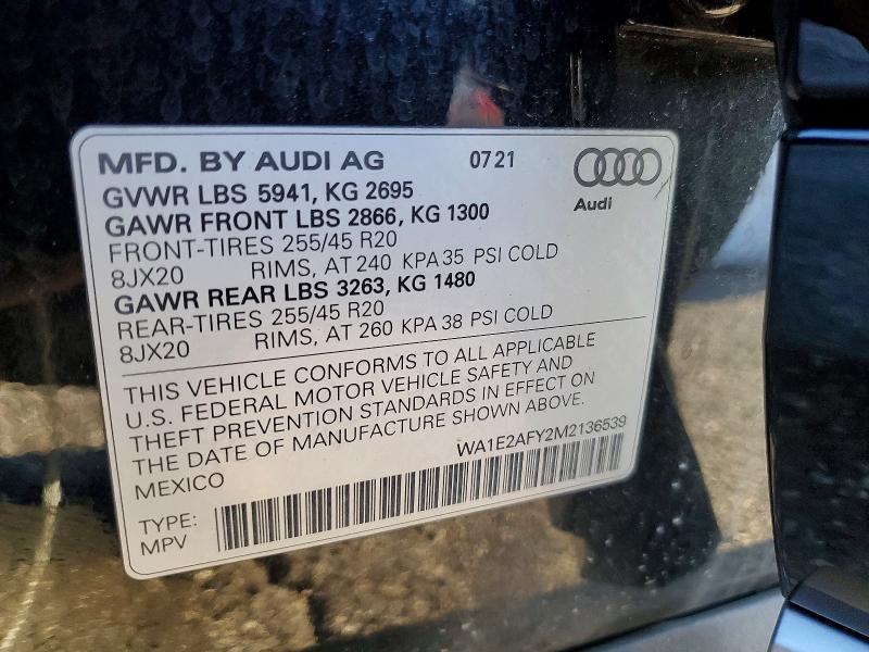 Продажа на аукционе авто 2021 Audi Q5 E, vin: WA1E2AFY2M2136539, номер лота: 52762546