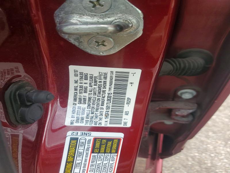 54533296 :رقم المزاد ، 1HGFA16817L063015 vin ، 2007 Honda Civic مزاد بيع