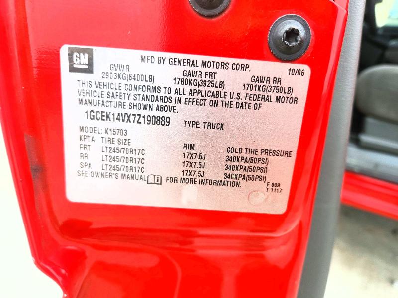 2007 Chevrolet Silverado მანქანა იყიდება აუქციონზე, vin: 1GCEK14VX7Z190889, აუქციონის ნომერი: 54645306