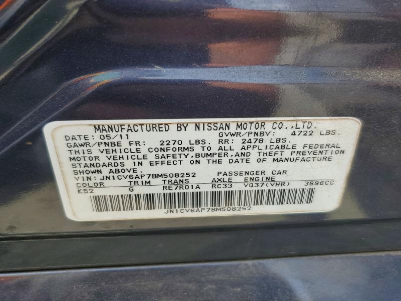 Продажа на аукционе авто 2011 Infiniti G37 Sedan, vin: JN1CV6AP7BM508252, номер лота: 55356476