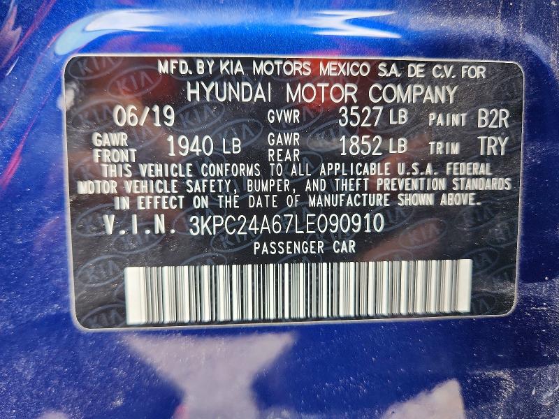 Продажа на аукционе авто 2020 Hyundai Accent, vin: 3KPC24A67LE090910, номер лота: 53106126