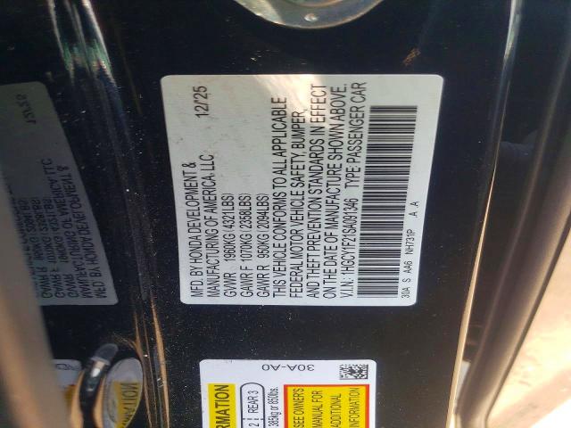 55706676 :رقم المزاد ، 1HGCY1F21SA091346 vin ، 2025 Honda Accord مزاد بيع