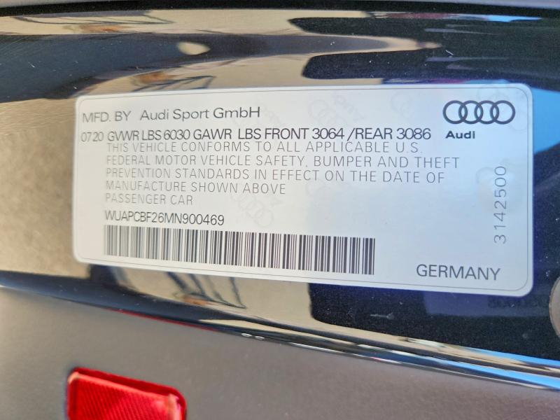 52204186 :رقم المزاد ، WUAPCBF26MN900469 vin ، 2021 Audi Rs7 مزاد بيع