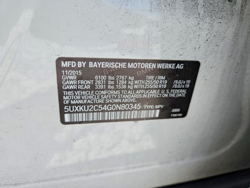 53896266 :رقم المزاد ، 5UXKU2C54G0N80345 vin ، 2016 Bmw X6 مزاد بيع