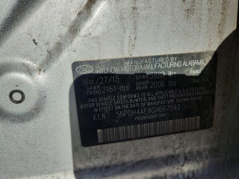 Продажа на аукционе авто 2016 Hyundai Elantra, vin: 5NPDH4AE9GH667593, номер лота: 54616216