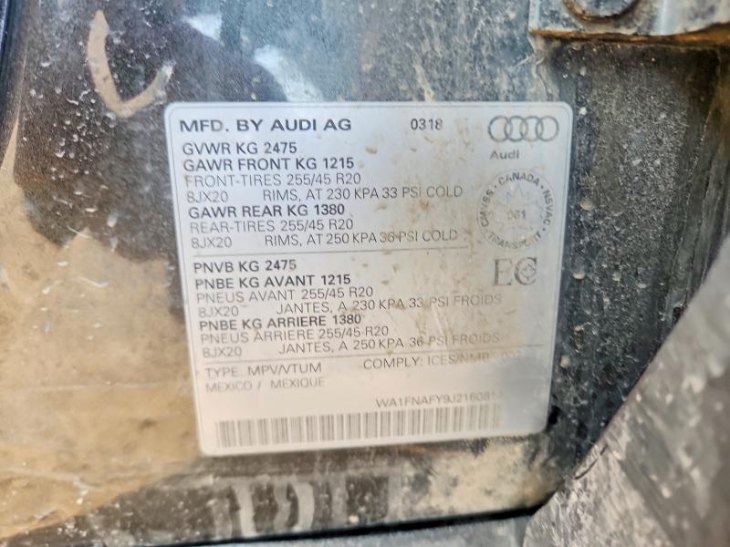 Продажа на аукционе авто 2018 Audi Q5, vin: WA1FNAFY9J2160814, номер лота: 55186406
