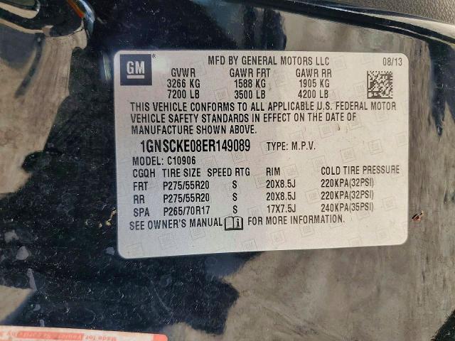 52081736 :رقم المزاد ، 1GNSCKE08ER149089 vin ، 2014 Chevrolet Suburban مزاد بيع