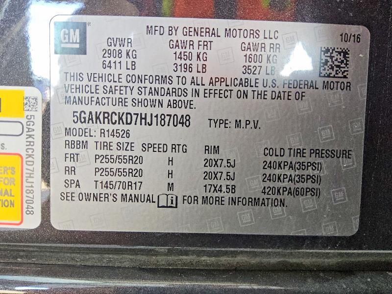 Продаж на аукціоні авто 2017 Buick Enclave, vin: 5GAKRCKD7HJ187048, номер лоту: 51791506