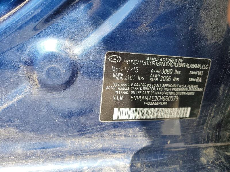 54683346 :رقم المزاد ، 5NPDH4AE2GH660579 vin ، 2016 Hyundai Elantra مزاد بيع