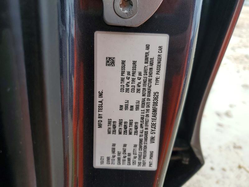 Aukcja sprzedaży 2021 Tesla Model 3, vin: 5YJ3E1EA6MF083625, numer aukcji: 50260726
