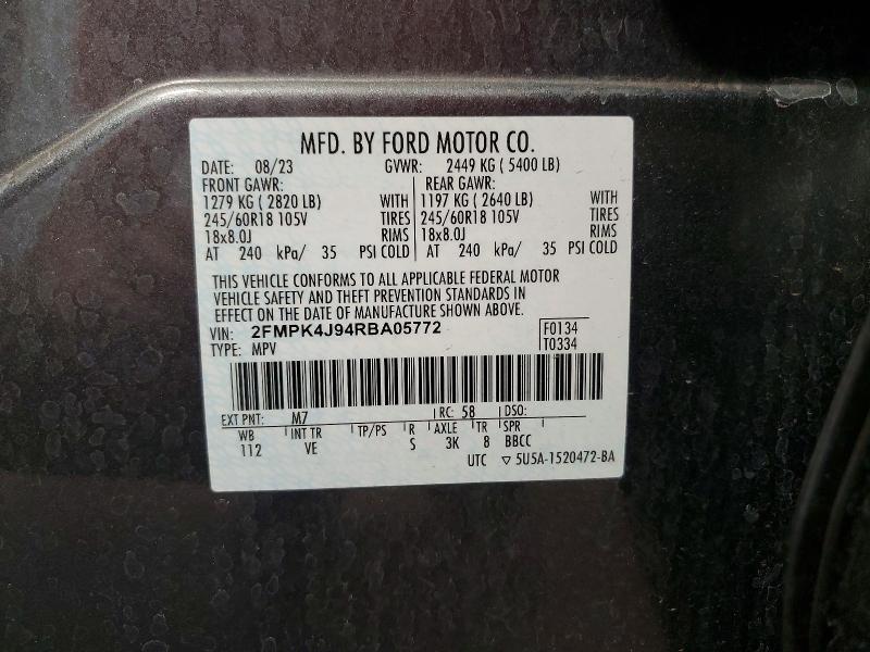2024 Ford Edge მანქანა იყიდება აუქციონზე, vin: 2FMPK4J94RBA05772, აუქციონის ნომერი: 52563976
