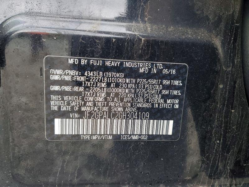 Aukcja sprzedaży 2016 Subaru Crosstrek, vin: JF2GPALC2GH304109, numer aukcji: 49441846