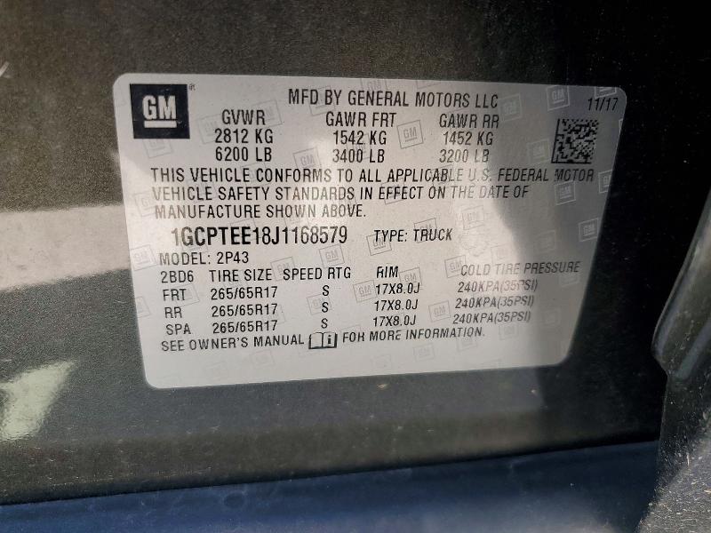 Aukcja sprzedaży 2018 Chevrolet Colorado, vin: 1GCPTEE18J1168579, numer aukcji: 55321506