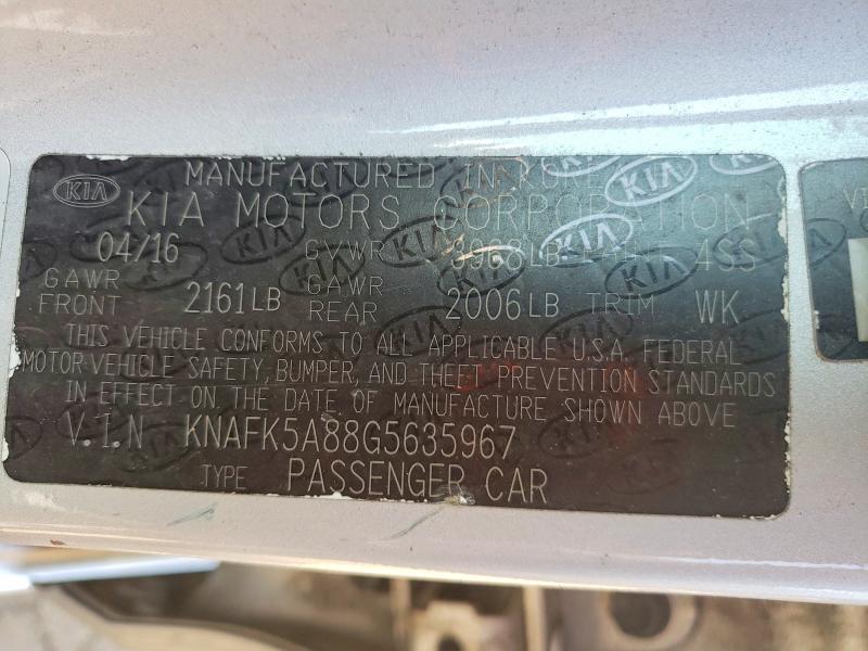 2016 Kia Forte მანქანა იყიდება აუქციონზე, vin: KNAFK5A88G5635967, აუქციონის ნომერი: 52088816