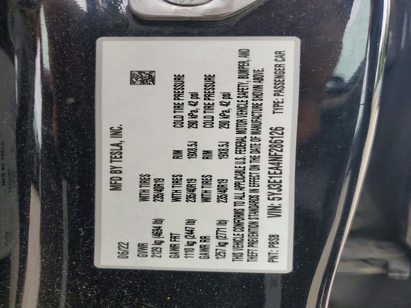 2022 Tesla Model 3 მანქანა იყიდება აუქციონზე, vin: 5YJ3E1EA4NF286126, აუქციონის ნომერი: 52576536