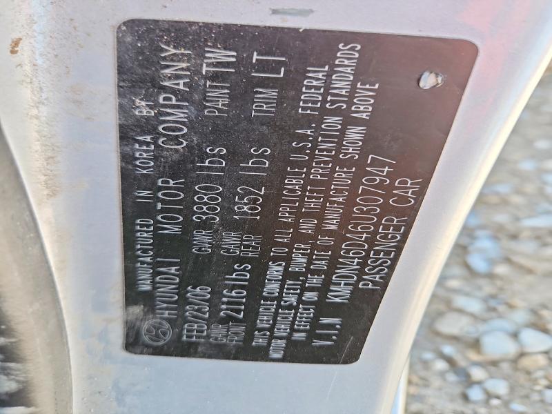 2006 Hyundai Elantra მანქანა იყიდება აუქციონზე, vin: KMHDN46D46U307947, აუქციონის ნომერი: 51901046