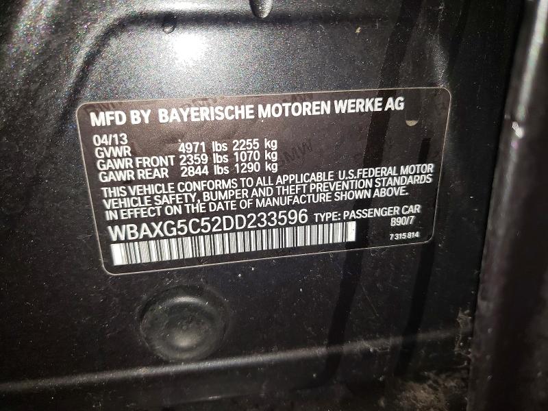 Auction sale of the 2013 Bmw 528, vin: WBAXG5C52DD233596, lot number: 54615976