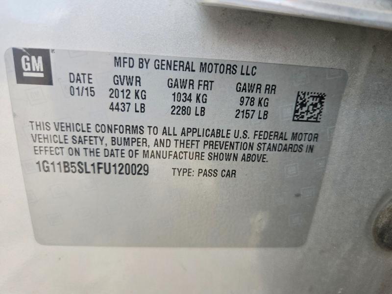 Продажа на аукционе авто 2015 Chevrolet Malibu, vin: 1G11B5SL1FU120029, номер лота: 51562796