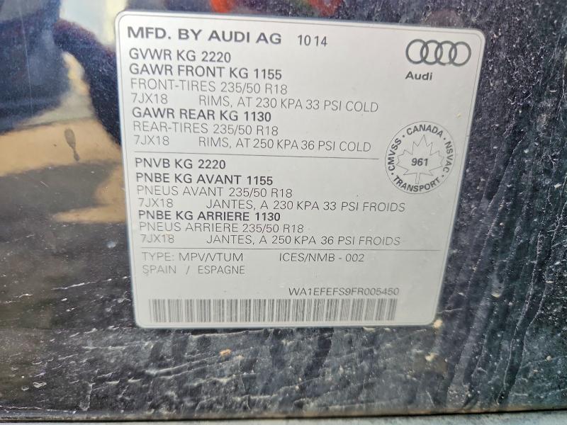 Продаж на аукціоні авто 2015 Audi Q3, vin: WA1EFEFS9FR005450, номер лоту: 51162386