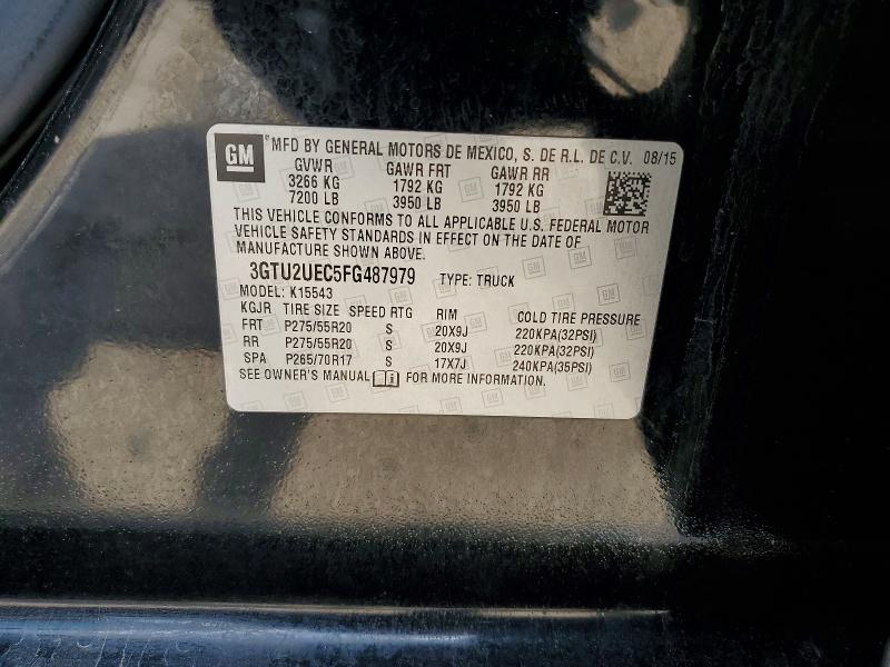 55539106 :رقم المزاد ، 3GTU2UEC5FG487979 vin ، 2015 Gmc Sierra مزاد بيع